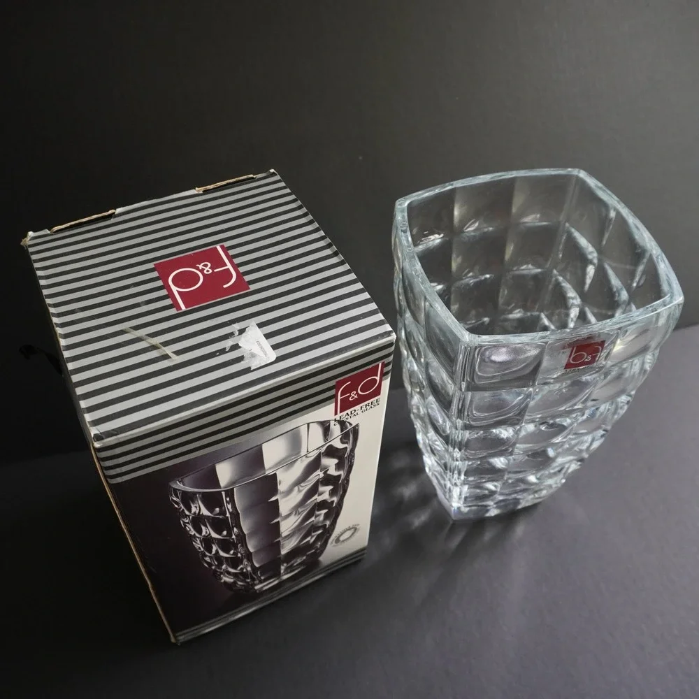 f&d Lead-Free Crystal‎ Vase Modern Geometric Design Home Decor Gift